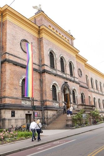 The entrance of the National Gallery established in 1837 in downtown Oslo.
